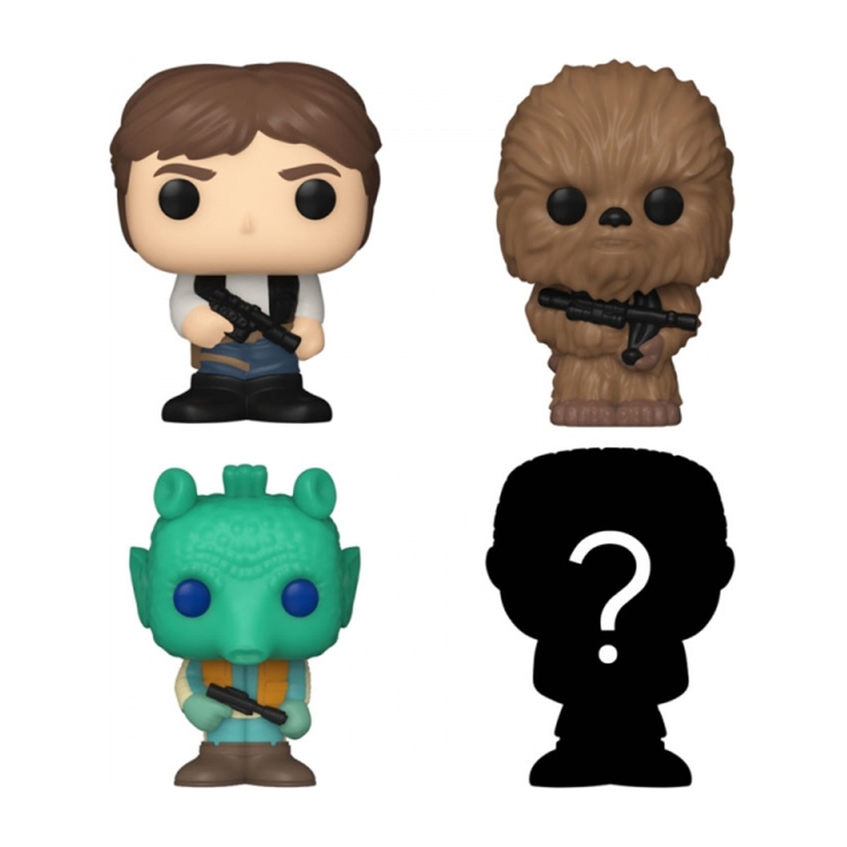Bitty Pop! Star Wars: Han Solo, Chewbacca, Greedo + Mystery (4-Pack)